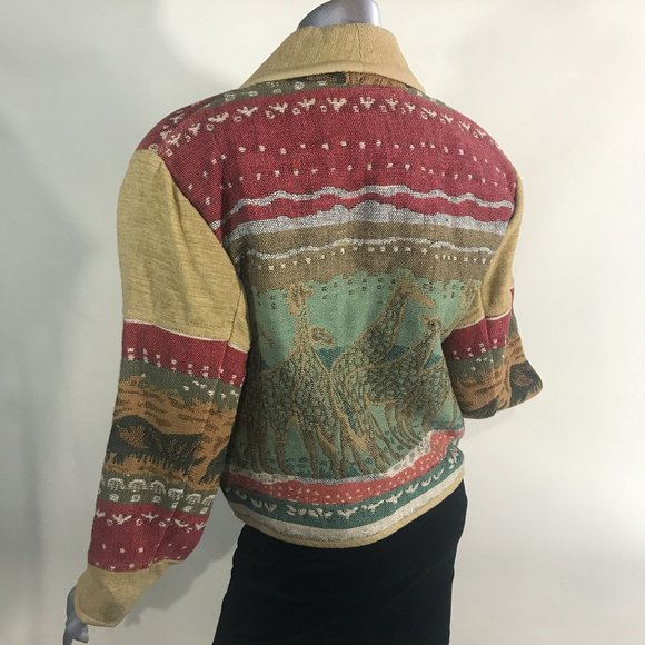 Anu by Natural Women's Small Jacket Knit Cardigan Blazer On Button Animal Detail - Picture 6 of 16